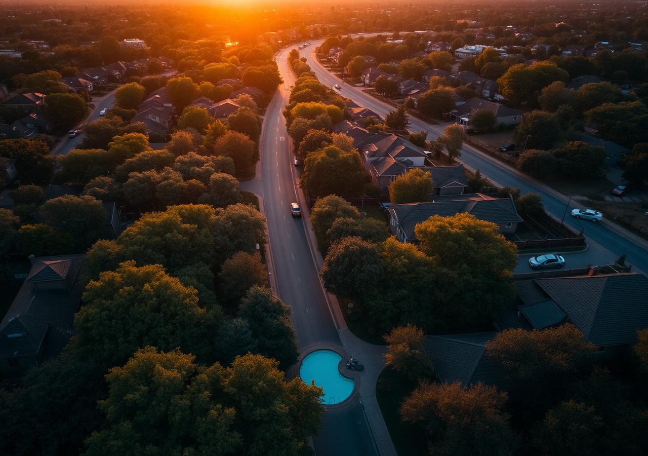 Aerial view of Johannesburg North suburbs at dusk